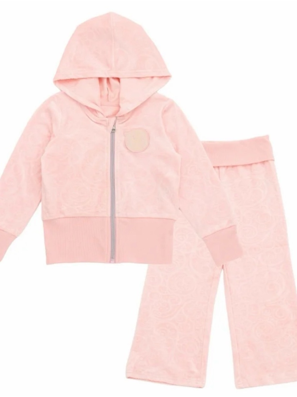 EUC Kids Wicked Glinda Pink Hooded Velour Tracksuit Set